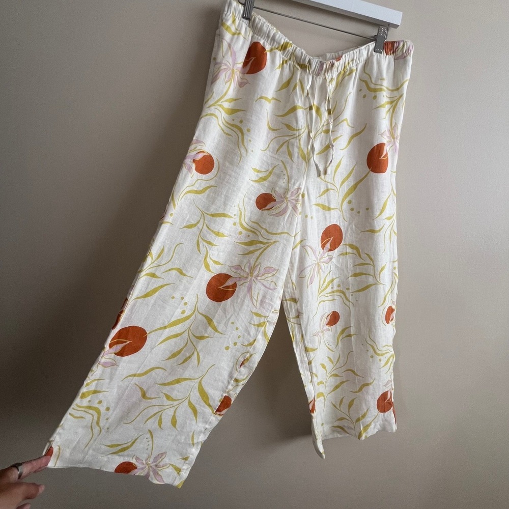 Calypso St.Calypso St. Barth Floral Linen Wide Leg Pants XL Eurosummer Boho - Picture 4 of 6